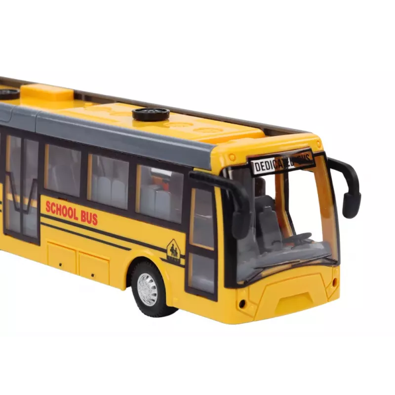 LEAN TOYS nuotolinio valdymo artikuliuotas mokyklinis autobusas RC 1:32 geltonas