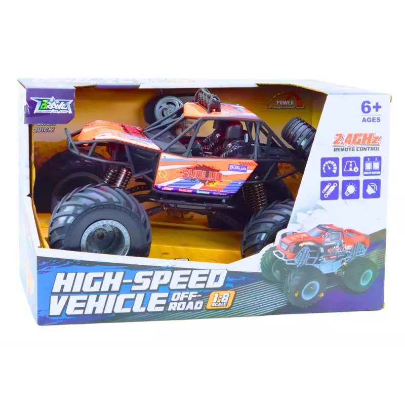 LEAN TOYS Visureigis nuotoliniu valdymu RC automobilis 1:8 amortizatoriai oranžinis