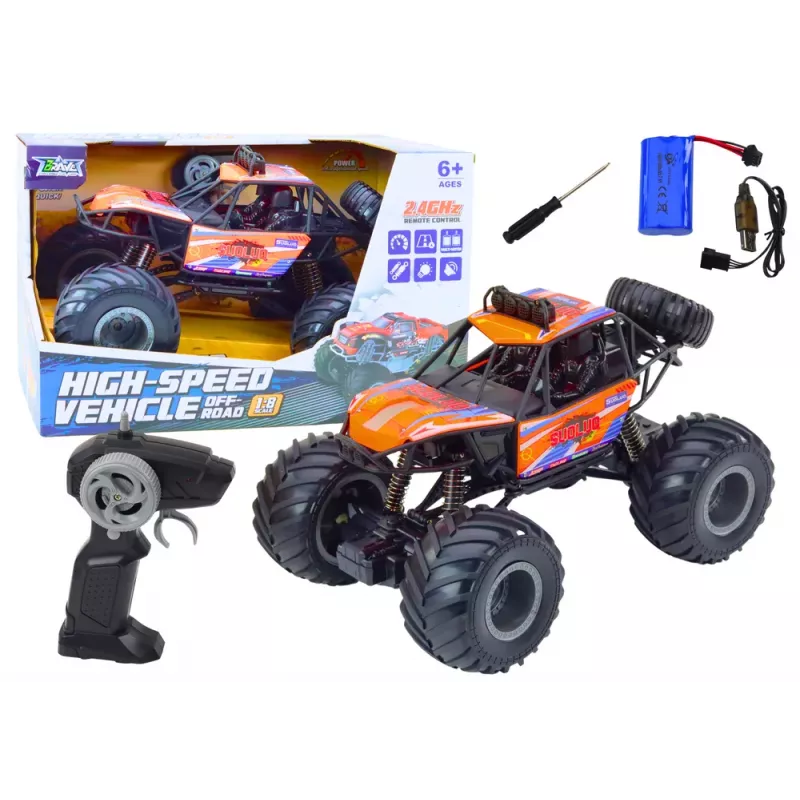 LEAN TOYS Visureigis nuotoliniu valdymu RC automobilis 1:8 amortizatoriai oranžinis