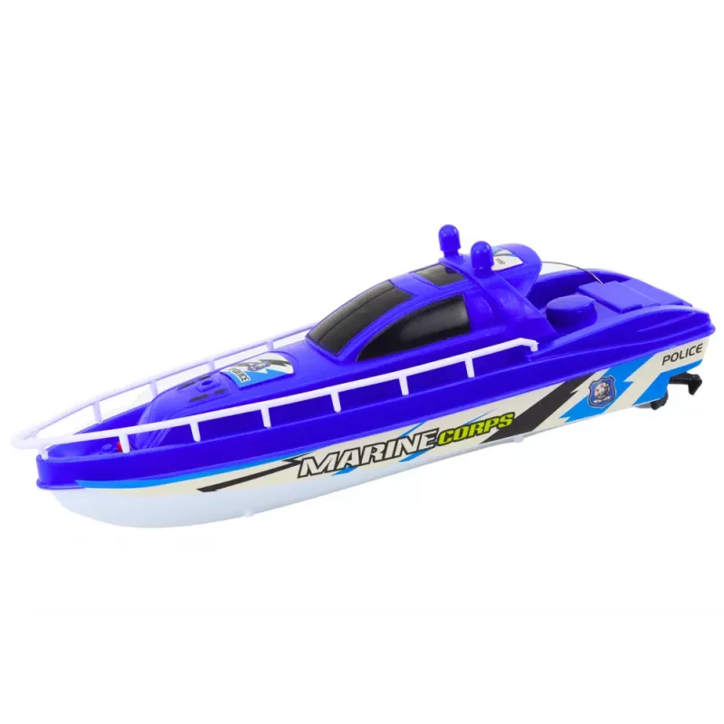 LEAN TOYS nuotoliniu valdymo policijos valtis RC mėlyna 27MHz