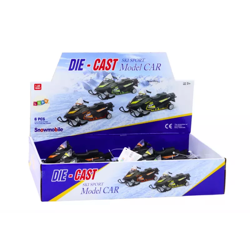 LEAN TOYS Sniego motociklas su spyruokline pakaba ir pavara, mastelis 1:32, šviesos, garsai