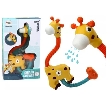 LEAN TOYS Geltonas žirafos vonios žaislas su dušo purkštuvu