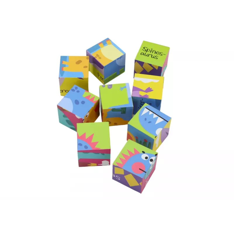 LEAN TOYS Edukacinis Dėlionė 6v1 Blokų Dėlionės Kubeliai 6 Paveikslėliai Dinozaurai 9 Vnt.