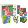 LEAN TOYS Edukacinis Dėlionė 6v1 Blokų Dėlionės Kubeliai 6 Paveikslėliai Dinozaurai 9 Vnt.