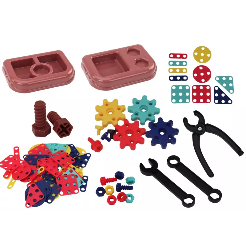 LEAN TOYS 3D konstrukcinis galvosūkis su plytelėmis DIY dėžutėje ir atsukimo grąžtu