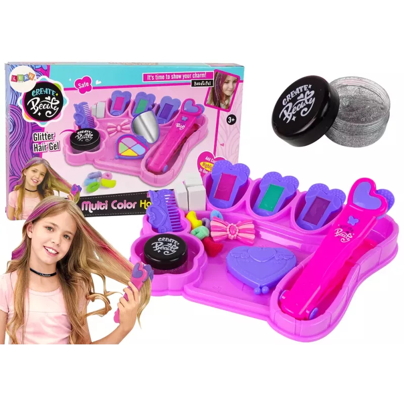 LEAN TOYS Kreideliai plaukams dažyti, spalvingi akcentai, tiesintuvas, aksesuarai