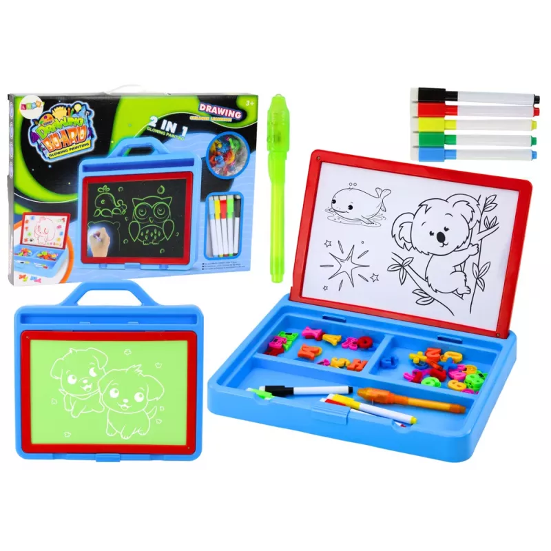 LEAN TOYS Piešimo lenta Šviesos piešimas 2in1 Magnetinė