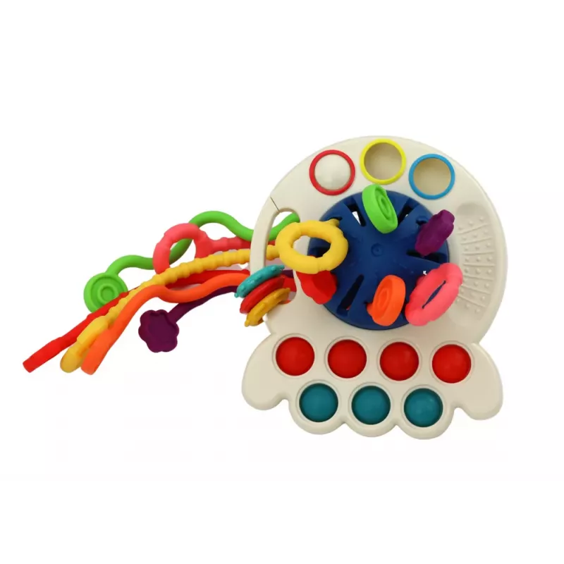 LEAN TOYS Spalvingas aštuonkojis dantukų dygimo žaislas kūdikiams