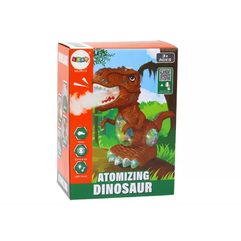 LEAN TOYS Dinozauras Šokantis su Kliūčių Sensoriais Šviesomis Garsais Rudas