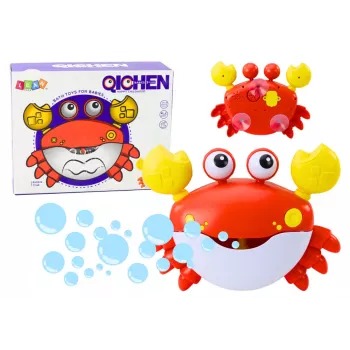 LEAN TOYS Red Crab Bubble Machine - Automatinis burbulų pūstuvas su muzika, siurbtukais, vidaus / lauko / vonios naudojimui