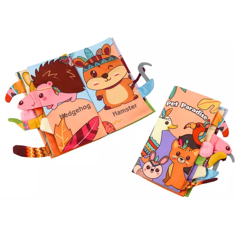 LEAN TOYS Minkšta lavinamoji knygelė „Rustling Forest Animals“