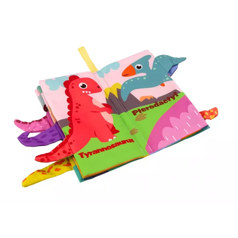 LEAN TOYS Minkšta knygelė Gyvūnai Dinozaurai Šiugždanti Spalvinga