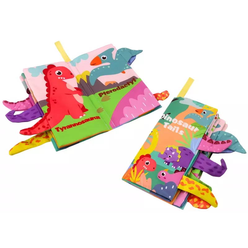 LEAN TOYS Minkšta knygelė Gyvūnai Dinozaurai Šiugždanti Spalvinga