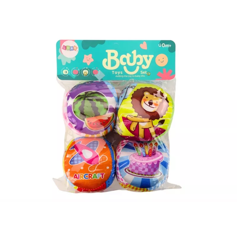 LEAN TOYS Minkšti kamuoliukai Spalvingi lavinantys barškučiai 4 vnt. rinkinys