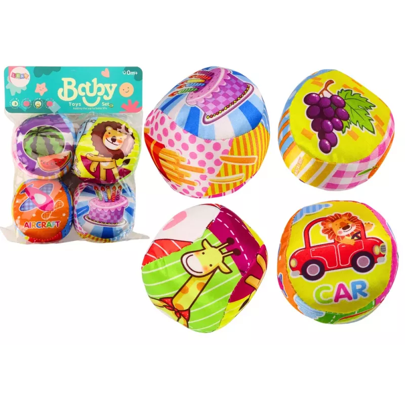 LEAN TOYS Minkšti kamuoliukai Spalvingi lavinantys barškučiai 4 vnt. rinkinys