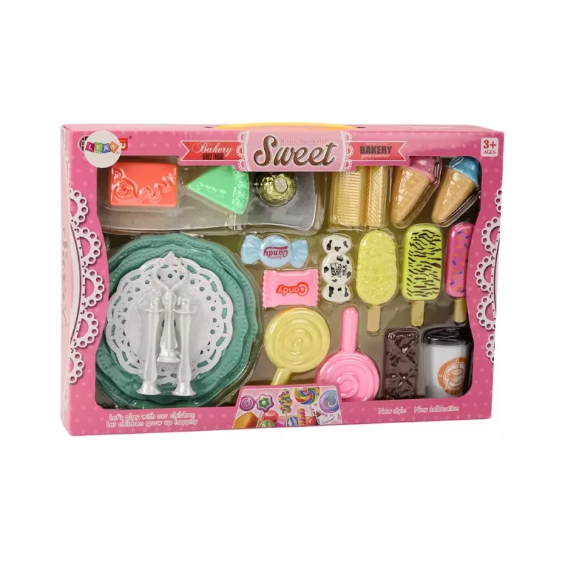 LEAN TOYS Confectionery Cafe Set Sweets Figurines Coffee Cake 25 vnt.