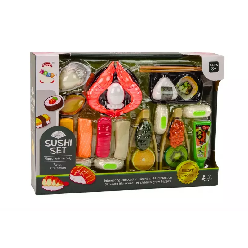 LEAN TOYS Sushi žaislų rinkinys, krevečių aksesuarai vaikams, 24 vnt.