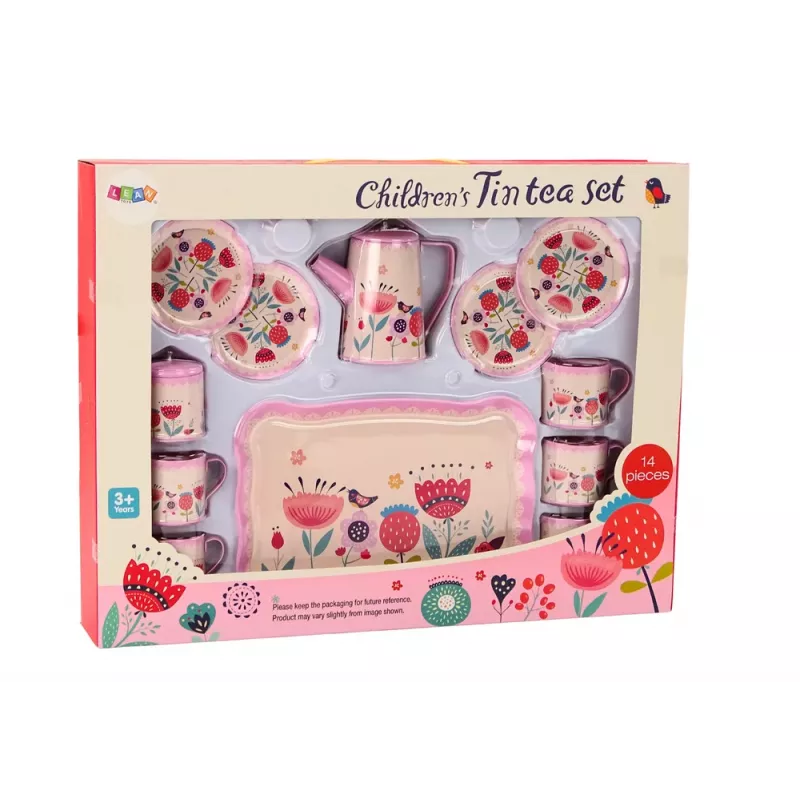 LEAN TOYS Kavinės ir arbatos rinkinys Puodeliai Virdulys Padėklas Rožinis Kavinė 12 vnt.