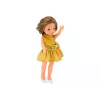 LEAN TOYS Lėlė su geltona suknele ir rudais plaukais, didelė lėlė 33 cm