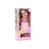 LEAN TOYS Lėlė Rožinė Suknelė Ilgi Plaukai Plaukų Segtukai Šepetėlis 38cm