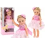 LEAN TOYS Lėlė Rožinė Suknelė Ilgi Plaukai Plaukų Segtukai Šepetėlis 38cm