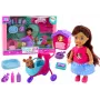 LEAN TOYS Lėlė su šunimis Šunų lėlė Namelis Priedai Rožinis šuniukas 16 vnt.