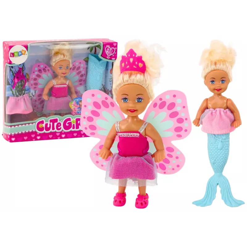 LEAN TOYS 2in1 Mini Lėlė Undinė Fėja Uodega Sparnai