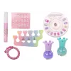 LEAN TOYS Kosmetikos rinkinys nagų makiažo lagaminėlyje violetinis lagaminėlis 9 vnt.