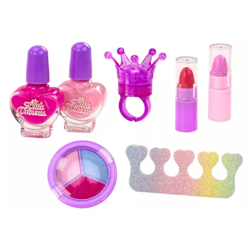 LEAN TOYS Grožio rinkinys pliušiniame kosmetikos maišelyje Vienaragis Nagų lakas Šešėliai
