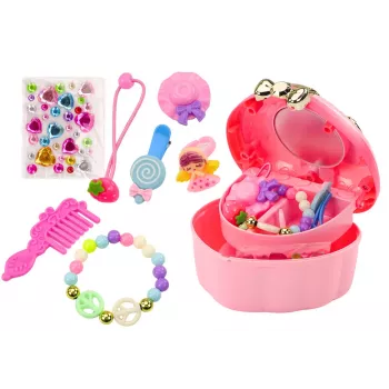 LEAN TOYS rinkinys: Skrynia, Širdelės formos dėžutė, Papuošalų dėžutė, Aksesuarai MIX