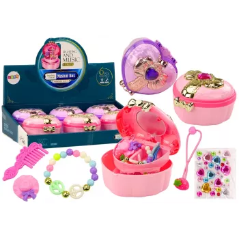 LEAN TOYS rinkinys: Skrynia, Širdelės formos dėžutė, Papuošalų dėžutė, Aksesuarai MIX