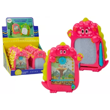 LEAN TOYS Piešimo lenta Kišeninis žaidimas 2v1 Rožinis Dinozauras