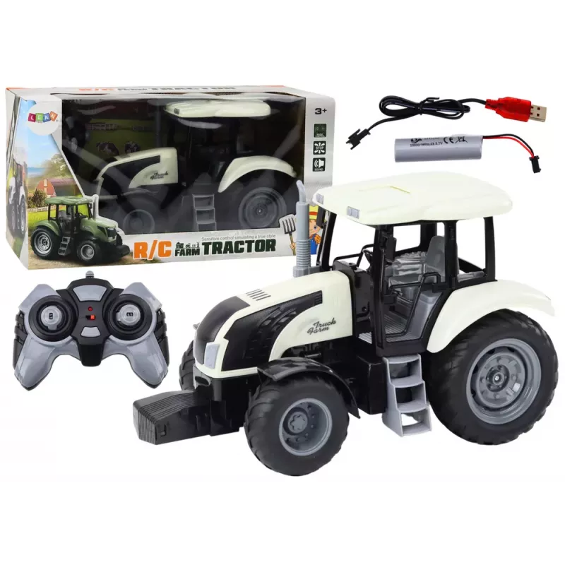 LEAN TOYS nuotoliniu valdymu traktorius RC 2.4G garsai baltas