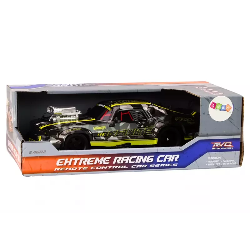 LEAN TOYS RC automobilis su nuotolinio valdymo pultu 1:16 guminiai ratai Drift juoda