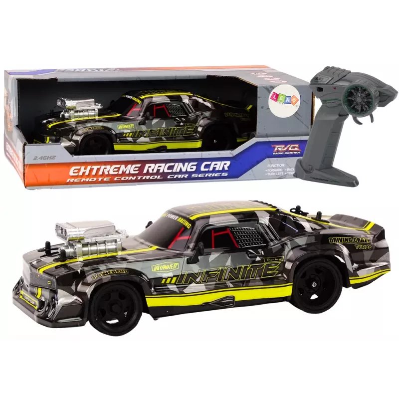 LEAN TOYS RC automobilis su nuotolinio valdymo pultu 1:16 guminiai ratai Drift juoda
