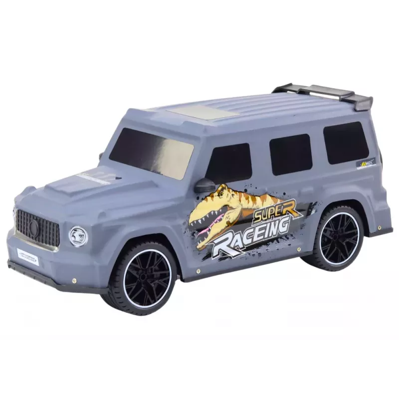 LEAN TOYS RC nuotoliniu valdymu automobilis su dinozauru, 1:10 mastelis, pilka