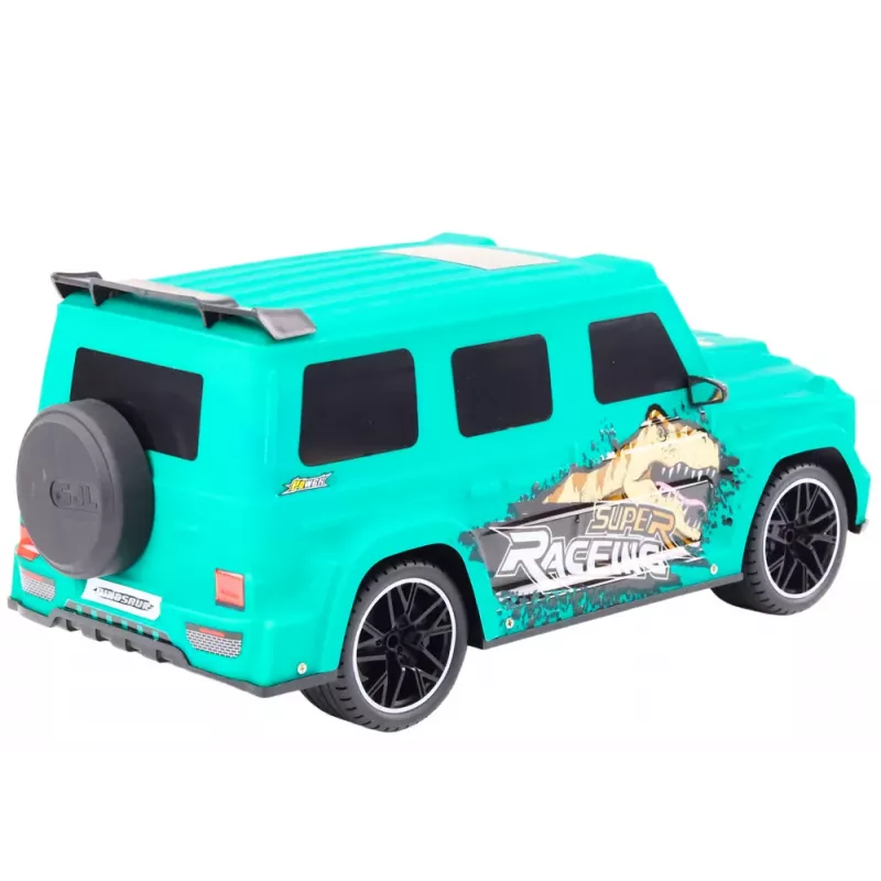 LEAN TOYS nuotoliniu valdymu valdomas automobilis su dinozauru, 1:10 mastelis, žalias