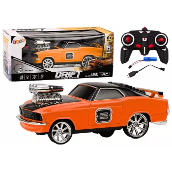 LEAN TOYS nuotolinio valdymo automobilis 1:18 Drift 360 šviesos garsai oranžinis