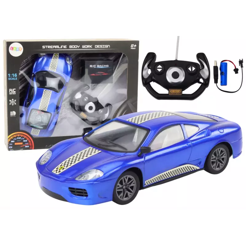 LEAN TOYS RC automobilis su nuotolinio valdymo pultu 1:16 Šviesos Mėlyna