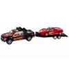LEAN TOYS automobilio komplektas su pikapu, vilkiku, puspriekabe, sportiniu automobiliu ir visureigiu