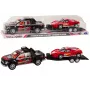 LEAN TOYS automobilio komplektas su pikapu, vilkiku, puspriekabe, sportiniu automobiliu ir visureigiu