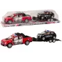 LEAN TOYS Policijos pikapas su vilkiku puspriekabe visureigiu policijos rinkinys