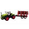 LEAN TOYS Ūkio traktorius su mediniu priekabu ir 9 Bali medžiais - Green Drive