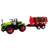 LEAN TOYS Ūkio traktorius su mediniu priekabu ir 9 Bali medžiais - Green Drive