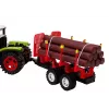 LEAN TOYS Ūkio traktorius su mediniu priekabu ir 9 Bali medžiais - Green Drive