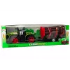 LEAN TOYS Ūkio traktorius su mediniu priekabu ir 9 Bali medžiais - Green Drive