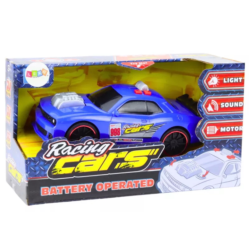 LEAN TOYS Race Car Lights Sounds Opening Engine Blue
