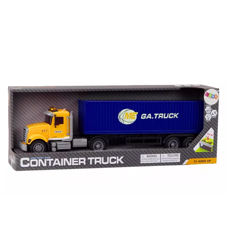 LEAN TOYS Truck Tir Semi Trailer Lights Sounds Drive Yellow