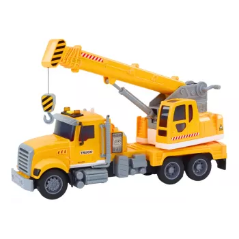 LEAN TOYS Sunkvežimis Geltonas Krano Su Trinties Pavara Šviesos Ir Garso Efektais