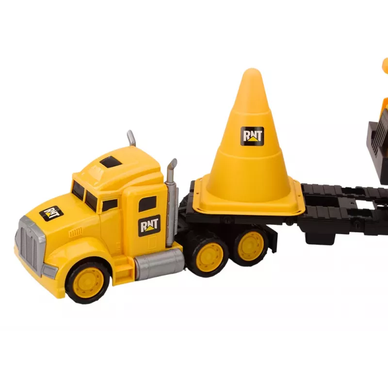 LEAN TOYS Statybinės technikos rinkinys: Savivartis, Ekskavatorius, Buldozeris, Judančios dalys, Geltona